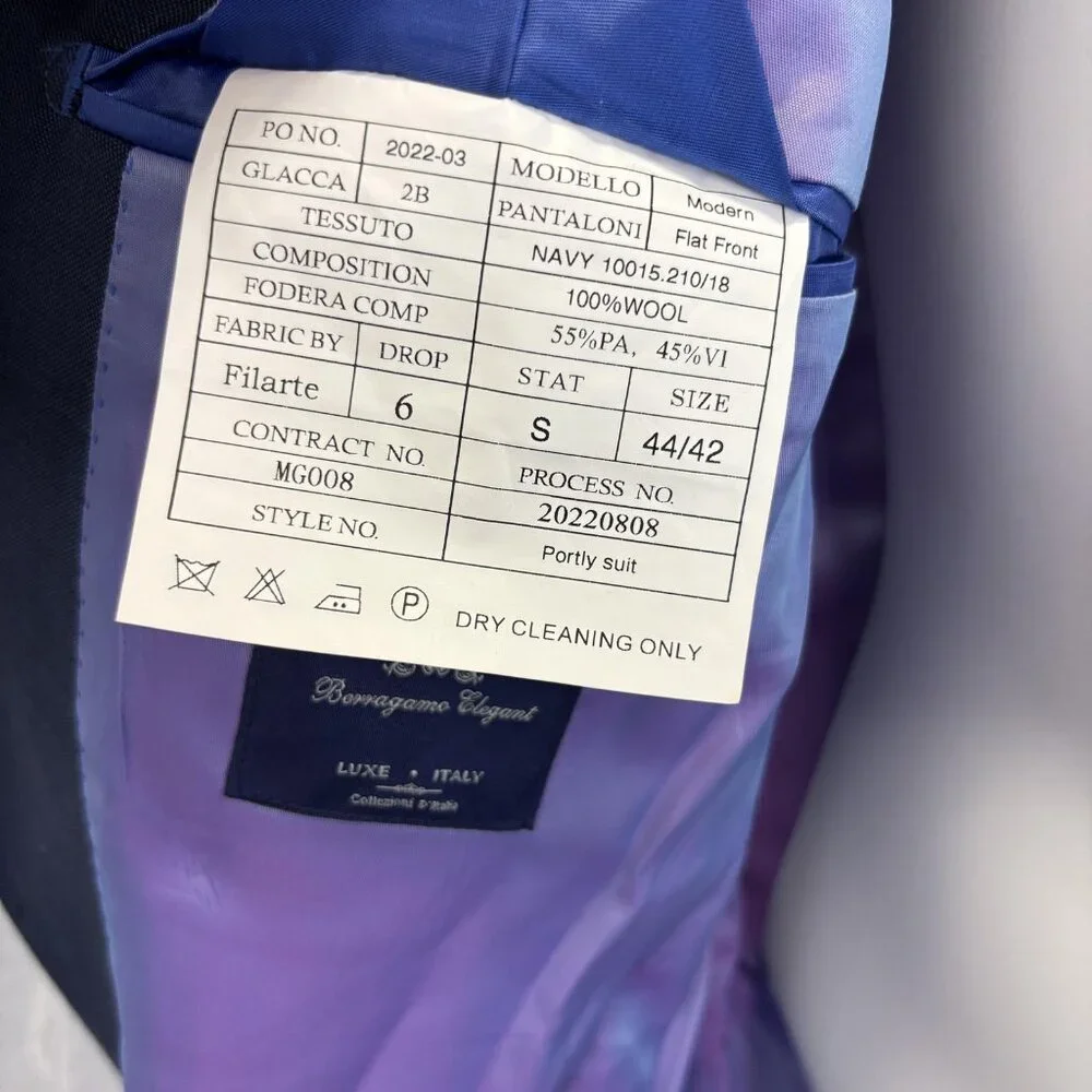 Dino Filarte Berragamo‎ Wool Suit Jacket Blazer Mens 44 Navy Blue Purple Portly